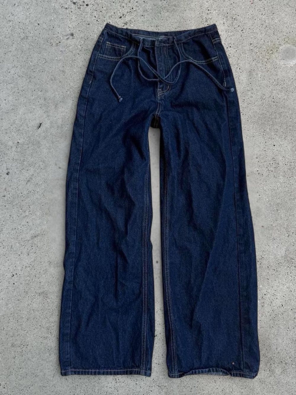 Wide Leg Dark Indigo Denim Pants